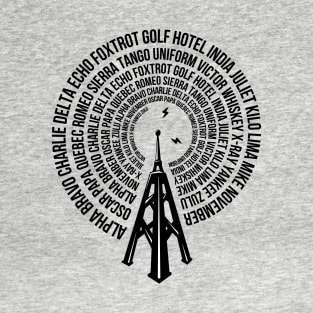 Spiral Phonetic Alphabet Code on Radio Tower T-Shirt